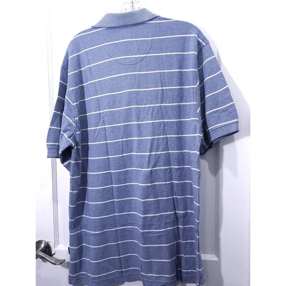 Izod Blue Striped Men's Polo Shirt Large New With Tags - Picture 8 of 9